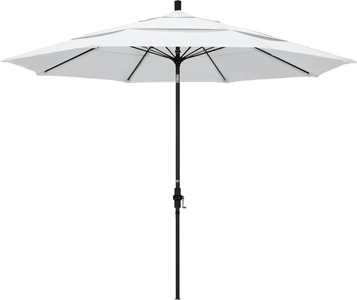 11' round Crank Lift, Collar Tilt, Aluminum Pole, Fiberglass Rib Patio Umbrella, Black Finish, White