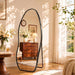 Irregular Full Length Mirror -Black Decor Floor Mirror with Stand 63"X 24"