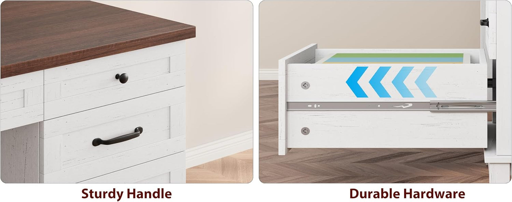 Executive Home Office Desk, Adjustable File Drawer Office Desk