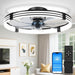 Low Profile Ceiling Fans with Lights and Remote, 24In Flush Mount Ceiling Fan with Light, 3000K-6500K Dimmable Fandelier LED Fan Light, Black Bladeless Ceiling Fans with Lights for Bedroom