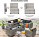 9 Pieces Patio Furniture Set, Outdoor Wicker Sectional Sofa with 2 Swivel Chairs Coffee Table, Modern Modular Deep Seat Rattan Couch Conversation Sets, Black