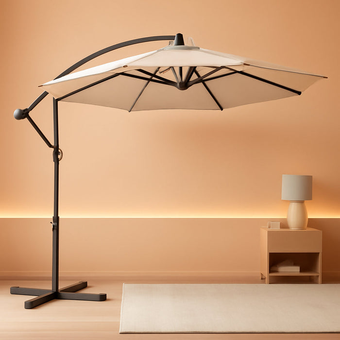 10FT Outdoor Offset Umbrella, Cantilever Patio Umbrella with Infinite Tilt, UV Resistant & Water-Repellent Canopy & Cross Base for Garden, Yard & Deck