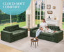 Green ThreeSeater Chenille Sofa With Tufted Upholstery