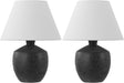 18" Black Modern Concrete Effect Table Lamp Set of 2, Scandinavian Bedside Lamps for Bedroom Living Room, White Linen Shade, LED Bulbs Included (JYL5606B-SET2)