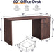 60-Inch Classic Dark Walnut Executive-Grade Desk Study