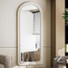 71"X32" Arched Mirror Full Length, Full Body Freely Standing Mirror, Flannel Floor Mirror with Stand for Bedroom, Living Room, Hanging or against the Wall, White