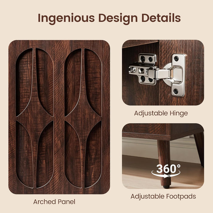 Dark Walnut 94.5In Wide MidCentury Modern Sideboard