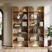 70.87" Tall Farmhouse Bookshelf, 5-Tier Double Wide Bookcase with Open Shelves, Vintage Bookshelf for Living Room, Office, Study Room, Bedroom（Brown）