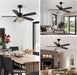 Black 42Inch Chandelier Ceiling Fan App Smart Lighting