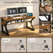Computer Desk, 47 X 20In Computer Desk, Office Desk W/Storage, Home Office Desks for Gaming Study Writing Work, Sturdy Metal Frame, Large Legroom, Waterproof, Scratch-Resistant, Rustic Brown