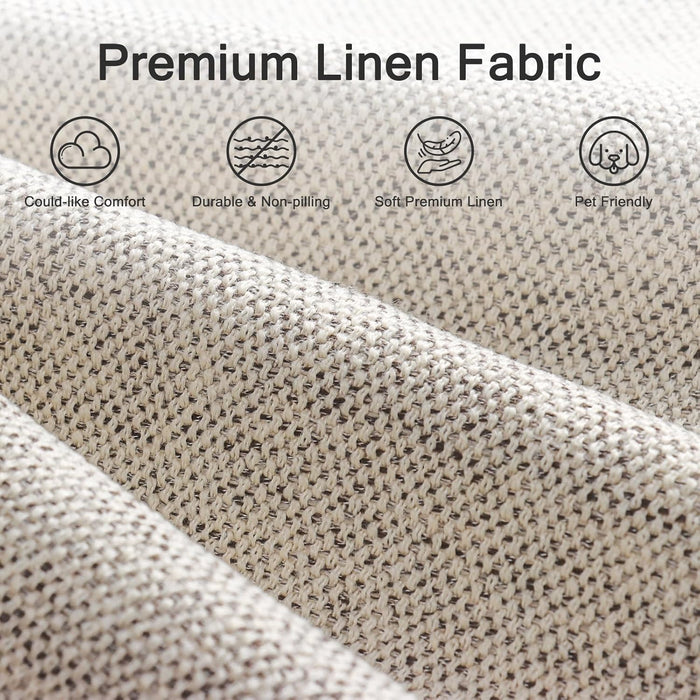 47" Oversized Accent Chair Set of 2, Linen Fabric Modern Chair with Washable Covers, Comfortable Upholstered Large Armchair for Living Room, Bedroom, Office, Oatmeal