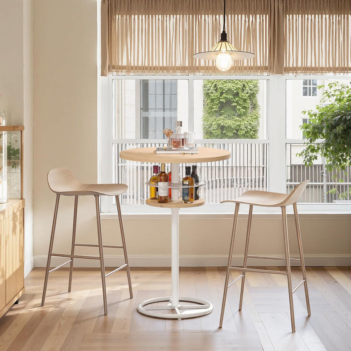 36” High Top Bar Table, Sturdy Frame with Metal Base for Cocktail, Pub, Easy Assembly, Oak