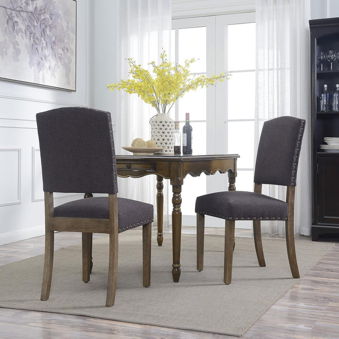 Dining Chairs, Set of 4 Kitchen Dining Room Chairs Upholstered Parson Chairs with High Back & Nailhead Trim, Mid Century Modern Dinner Chairs - Blake (Dark Gray)