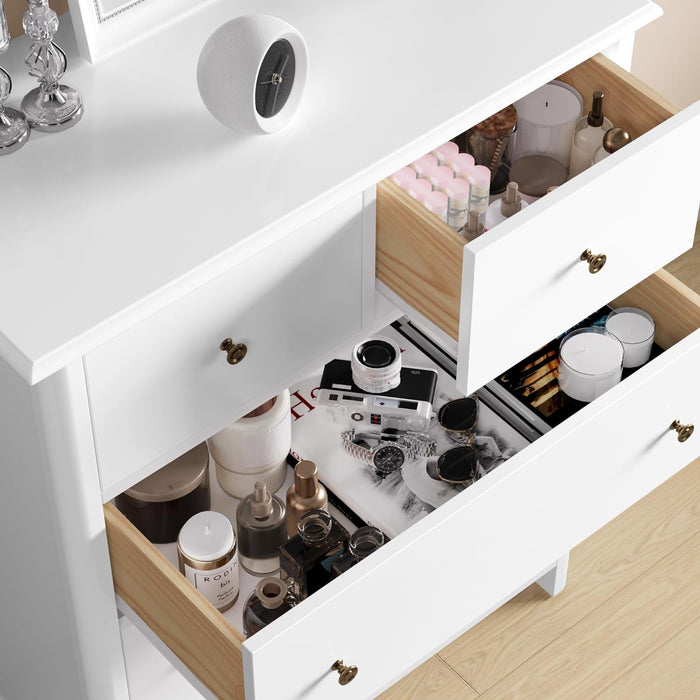 White 5-Drawer Dresser with Deep Space