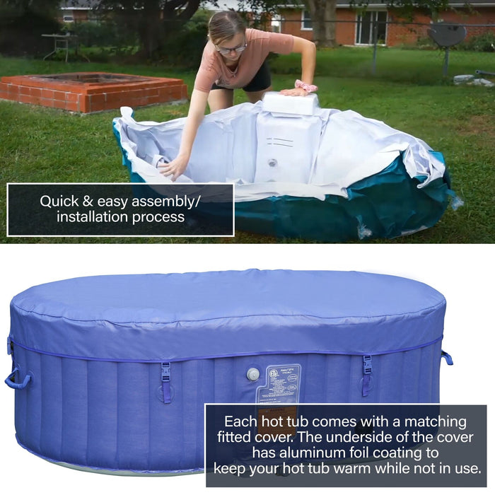 ALEKO Oval Spa Inflatable 2 Prs Hot Tub Personal Spa 145 Gallon with Drink Tray