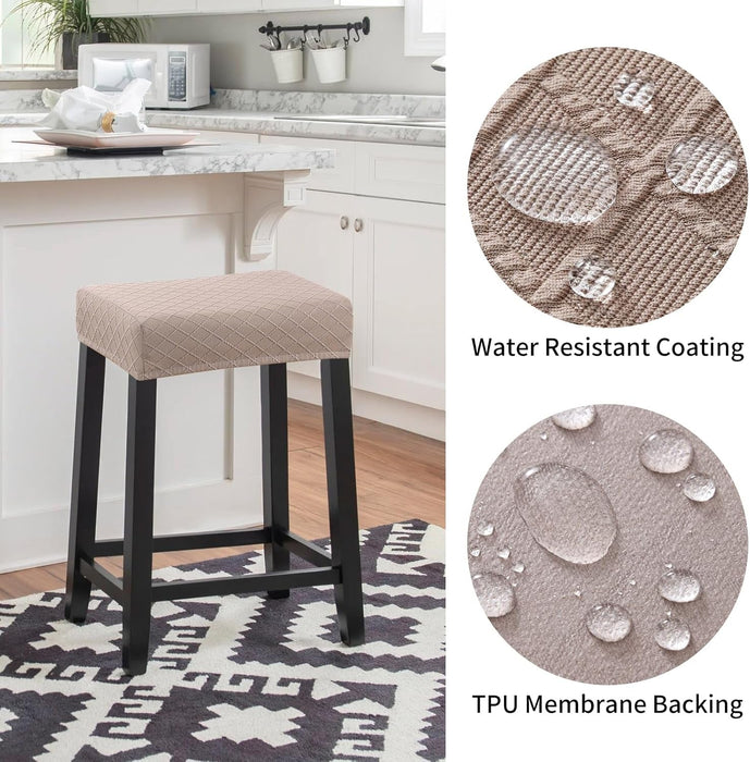 Stool Covers Rectangle - 2 Pack Stretch Waterproof Saddle Seat Cover Counter Bar Stools Bar Chairs Covers Kitchen Island Chairs Cushion Protector
