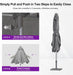 Patio Market Umbrella 6' X 10' Business Semi Auto Lift, Gray