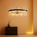 Black Led Modern Crystal Chandelier: 19.7" round Contemporary 3 Color Dimmable Dining Room Light Fixture over Table - Adjustable Lighting Chandeliers for Bedroom Living Kitchen Island Entryway Foyer