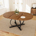 Extendable Round Dining Table Walnut Finish Modern