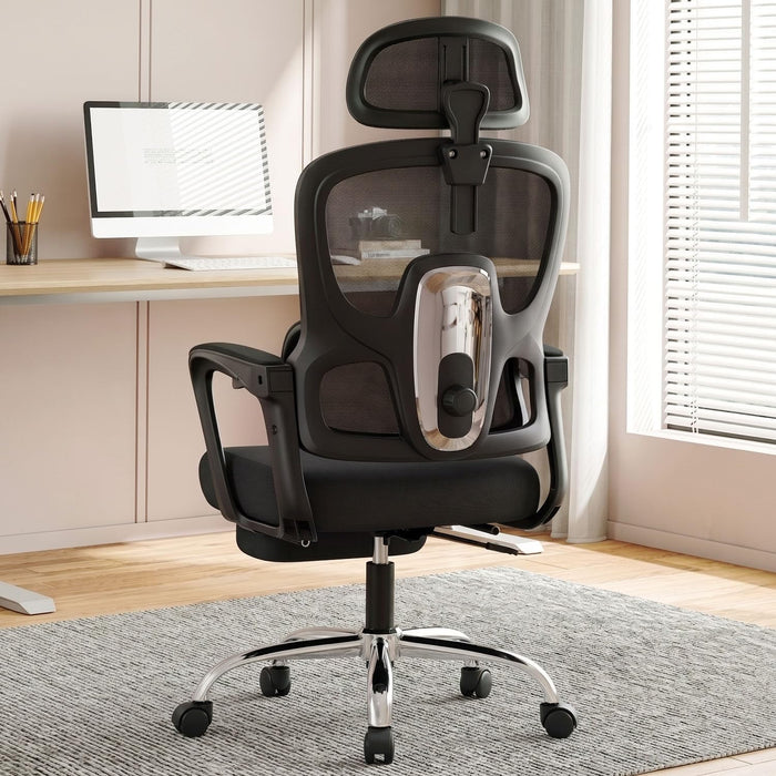 Ergonomic Office Chair with Footrest, 90-145° Reclining Desk Chair