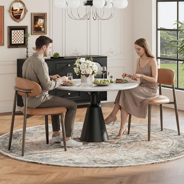Dining Chairs Set of 4, Upholstered Kitchen & Dining Room Chairs with Curved Back and Bronze Metal Legs, Comfortable Modern Dining Side Chairs for Dining Room, Kitchen, Brown