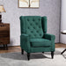 Dark Green Wingback Accent Chair Tufted Upholstery