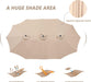 15Ft Patio Umbrella with Base, 10-Year-No-Fade Large Outdoor Double-Sided Market Umbrella with Upf50+Terylene Polyester Fabric and Crank for Poolside Garden Deck Backyard Beach Pools