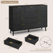 Fluted Nine Drawer Dresser FiftyFiveInch MatteBlack Organizer