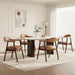 Leather Dining Chair with Armrest Set of 4, Upholstered Dining Room Chair with Curved Back and Wood Legs, Mid Century Modern Kitchen Chairs for Kitchen Dining Room,Brown