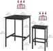 Bar Table and Chairs Set, Square Table with 2 Stools, Dining Pub Set for 2, Space Saving for Kitchen Breakfast, Living Room, Party Room, Ebony Black and Ink Black