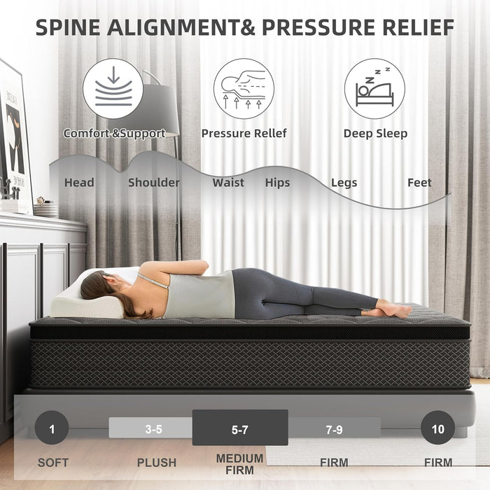 Full Size 14 Inch Hybrid Mattress MemoryFoamComfort