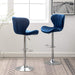 Ellston Velvet Adjustable Swivel Barstools in Blue, Set of 2