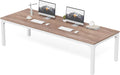 Two Person Desk, 78.7 Inches Extra Long Computer Desk, Wooden Large Office Desks with Strong Metal Legs, Double Desk for 2 People, Writing Study Table for Home Office, Oak & White