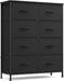 Dresser for Bedroom, Chest of Drawers, Steel, MDF, 8 Non-Woven Fabric Drawers, Storage Organizer Unit, Closet, Entryway, Ink Black and Ebony Black ULGS124B01S