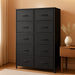 Dresser for Bedroom, Chest of Drawers, Steel, MDF, 8 Non-Woven Fabric Drawers, Storage Organizer Unit, Closet, Entryway, Ink Black and Ebony Black ULGS124B01S