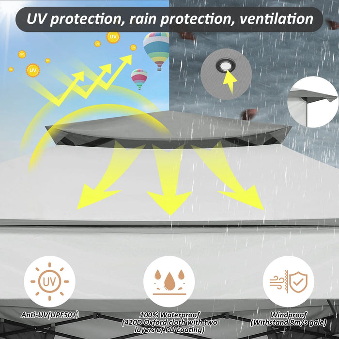 11 X 11 Ft Outdoor Patio Gazebo with Ventilated Double Roof and Mosquito Net, Pop up Steel Canopy for Patios, Backyard, Garden and Beach