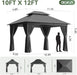 10x12 Ft Gray Outdoor Gazebo MosquitoNetting PrivacyScreen