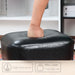 Ottoman Leather Foot Rest with Thicker Foam Padded Seat, Footstool with Wooden Legs (Black)