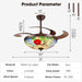 48" Tiffany Retractable Ceiling Fan with Light - (Garden, Brown)