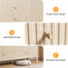 Beige 6 Drawer Dresser, Fluted Modern Wood Chest of Drawers, Long Dresser for Bedroom TV Stand Storage Cabinet for Living Room