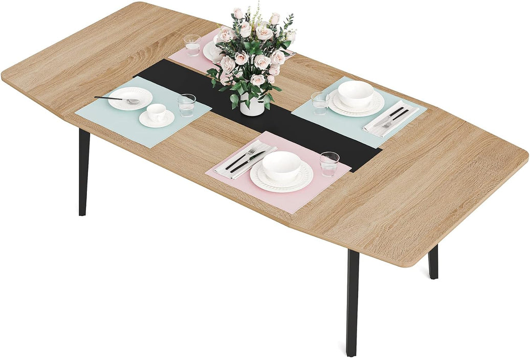 Tribesigns Modern Dining Table for 6 People, 70.86L X30.71W X 29.52H Inches Rectangle Kitchen Table Patio Table for Backyard,Dinning Room&Kitchen,Light Walnut