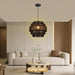 Black Boho Rattan Chandelier With Handwoven Shades
