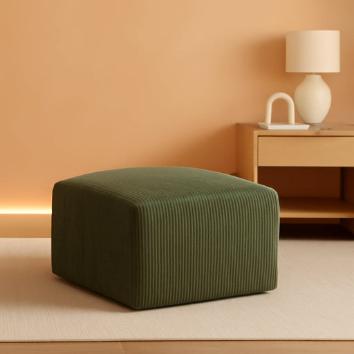 40" Square Stuffed Ottoman Pouf for Sofa Couch, Corduroy Poufs with Foam Chunk Filling, Furry & Fluffy Foot Stool Movable Ottoman. 40 * 40 Floor Poufs Foot Rest for Living Room, Green