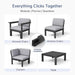 6-Piece Patio Sectional Sofa Set, Modular Outdoor Furniture Set - All-Weather Waterproof HIPS Frame & Quick-Dry Olefin Cushions, Black