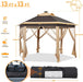 Yaheetech 13×13 Pop-Up Patio Gazebo Tent W/Mesh Netting Sides & 25 Solar LED Lights, Hexagonal Double Vented 3 Height Adjustable Gazebo with Storage Bag for Backyard, Garden, Lawn, Khaki & Brown