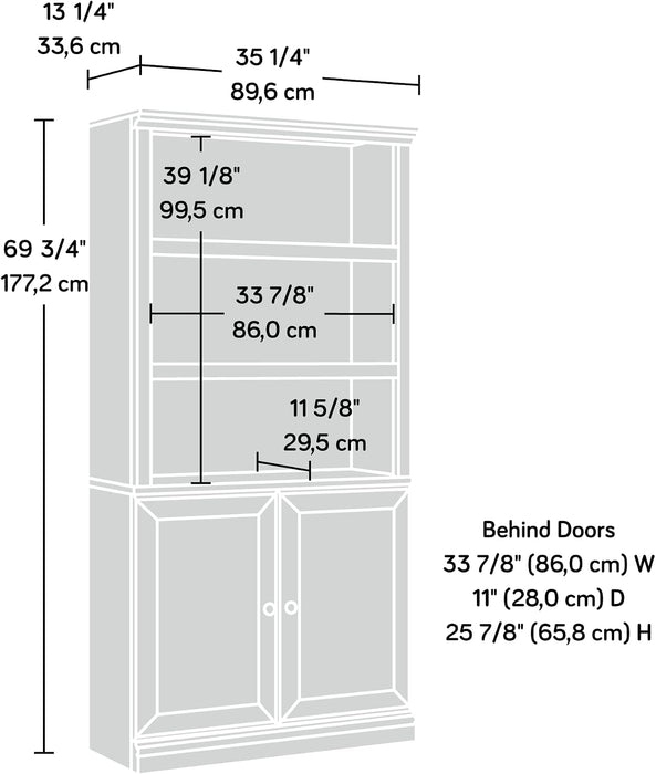 Miscellaneous Storage Bookcase with Doors, Adjustable Shelves, 5 Shelf Bookcase - Chalked Chestnut Finish