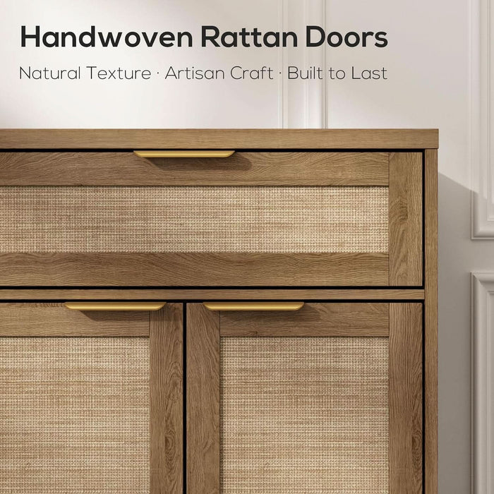 70" Rattan Sideboard Buffet Cabinet, Large Credenza Storage Cabinet