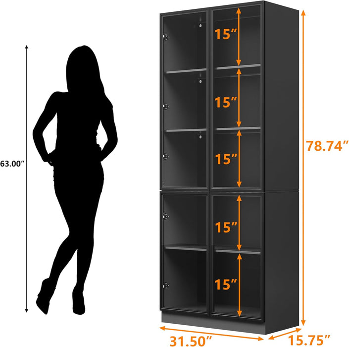 Premium Wooden Display Cabinet Glass Door LEDLight