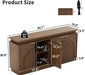 65.7" Sideboard Buffet Cabinet with Arched Fluted Doors,Led Lights