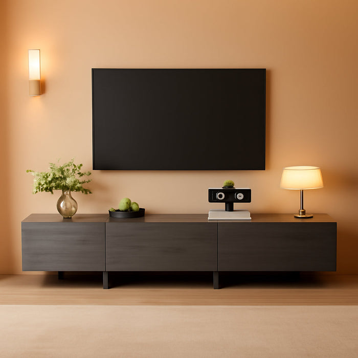 76.4'' Modern TV Stand for Living Room, Mid Century Modern TV Console，Entertainment Center with 3 Drawers, Large Storage Cabinet Table, Media Cabinet for Living Room, Bedroom, Grey